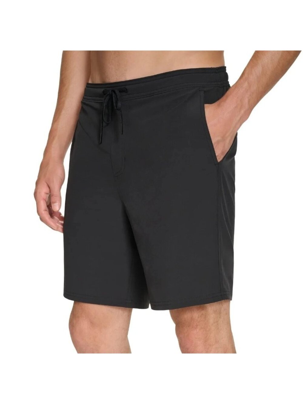 Kirkland Signature Mens XL Swim Shorts Black Stretch Quick-Dry Polyester e1812